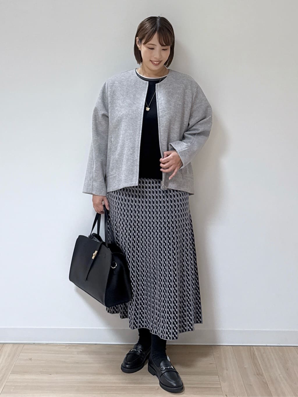 amiさんの「Reflect｜【ゆったりシルエット】ジャージメルトンコクーンジャケット」を使ったコーディネート