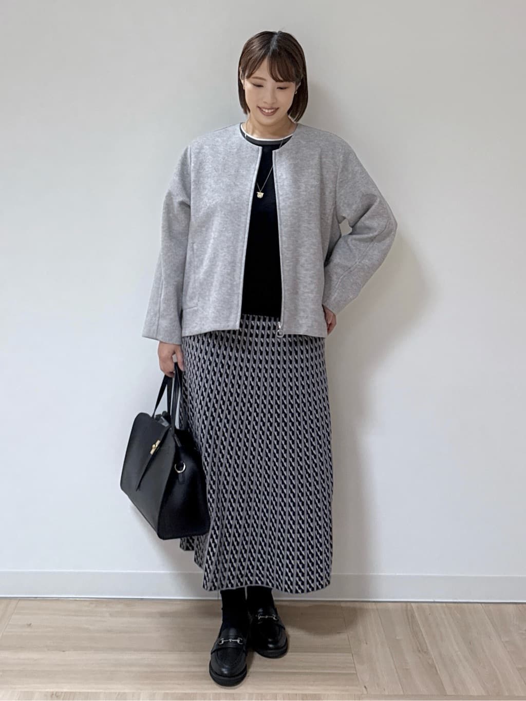 amiさんの「Reflect｜【ゆったりシルエット】ジャージメルトンコクーンジャケット」を使ったコーディネート