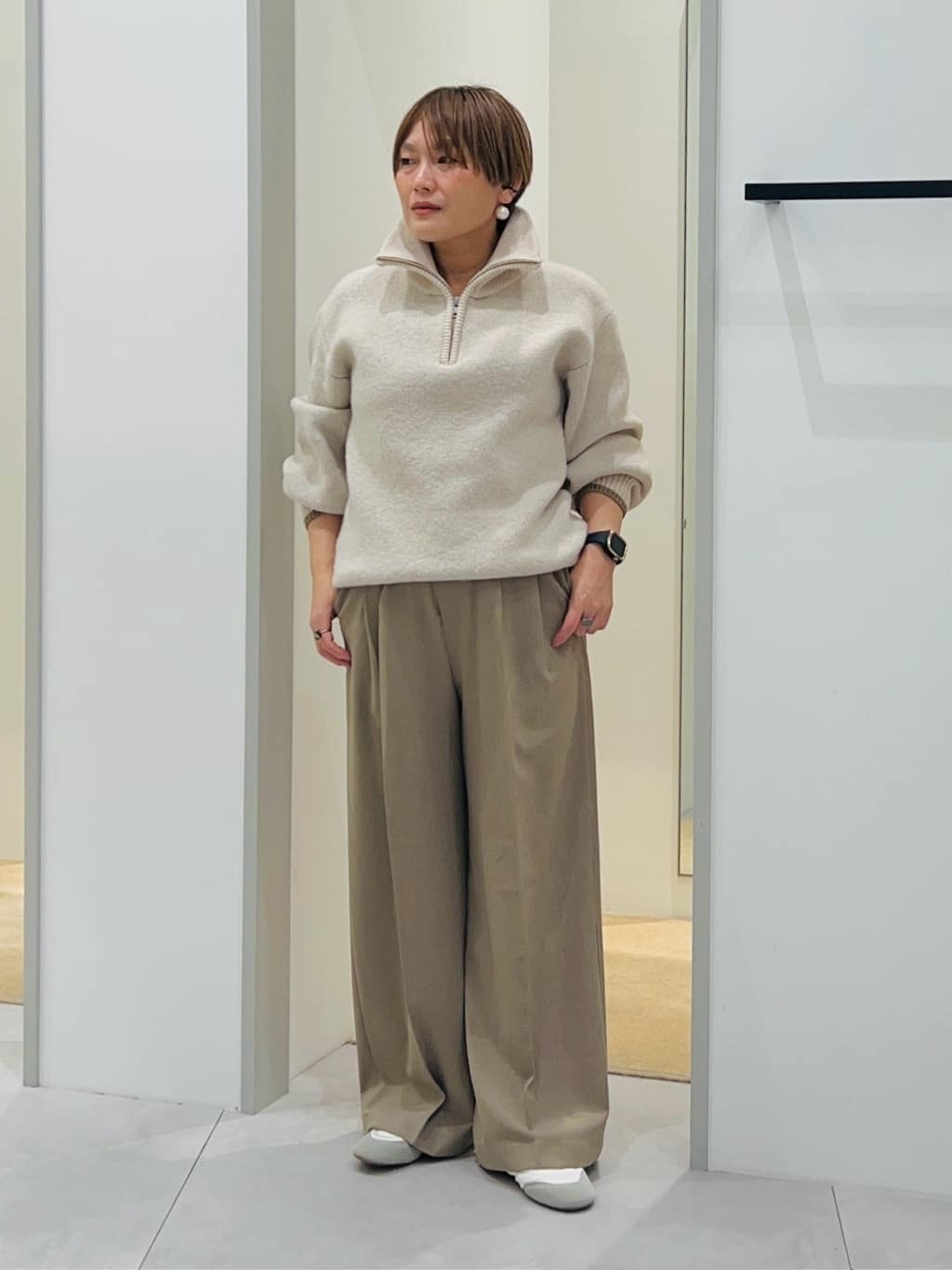 タナさんの「THE SHOP TK｜ジャージメルトンスタンドカラーコート」を使ったコーディネート