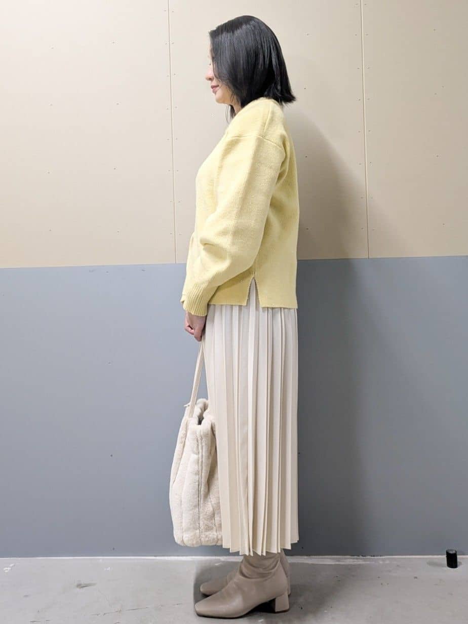 ゆきさんの「OPAQUE.CLIP｜モックネックボクシーラメニット【洗濯機OK】《7col》」を使ったコーディネート