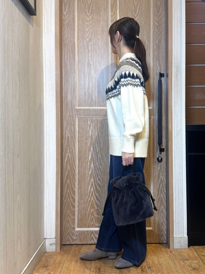 KAORIさんの「SHOO･LA･RUE｜【洗濯機可/S-LL】配色が大人かわいい　フェアアイル柄求心ニット」を使ったコーディネート