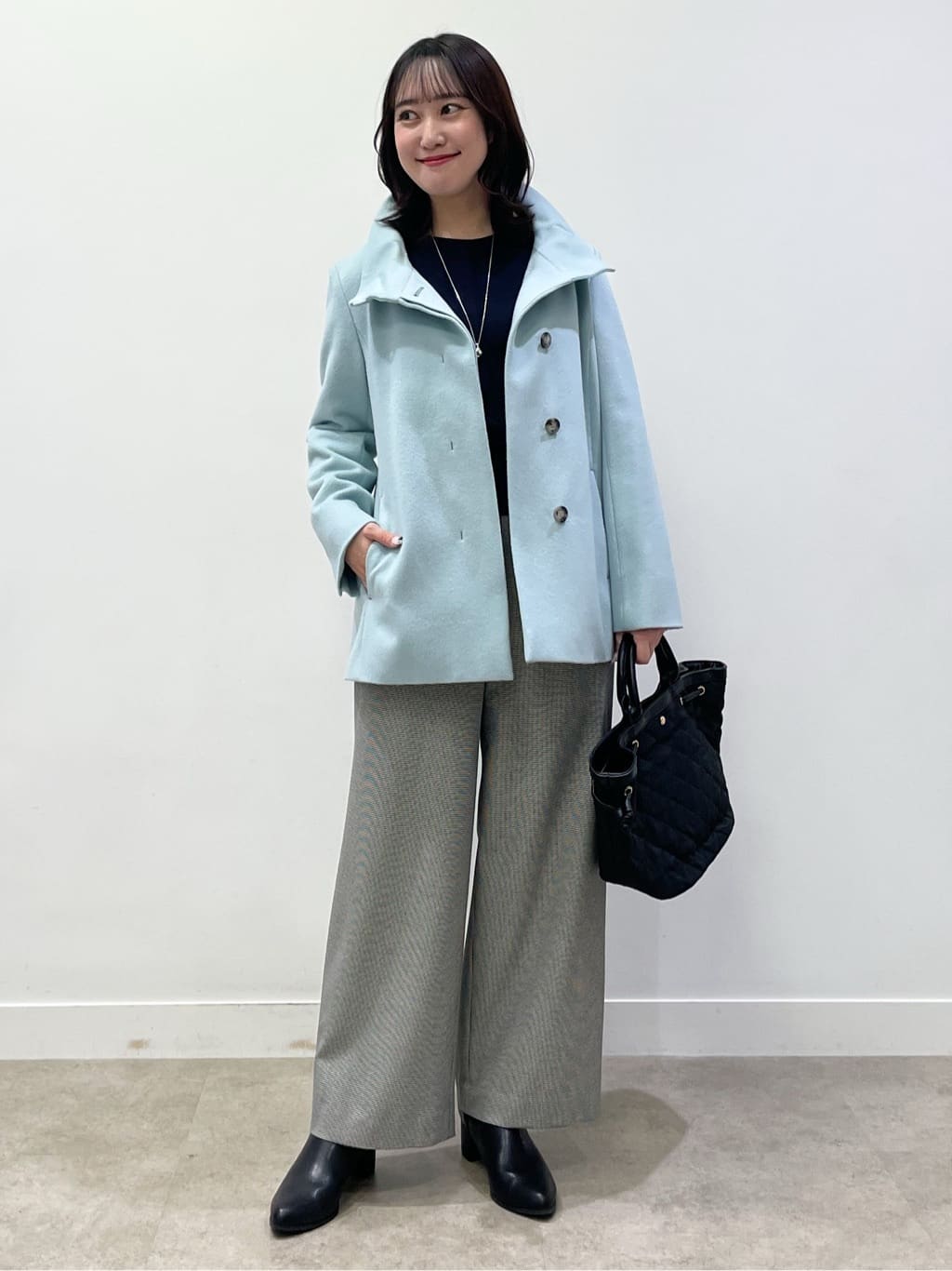yukariさんの「Reflect｜【SS-4Lサイズ／衿が顔に当たらない◎】スタンドネックミドルコート」を使ったコーディネート