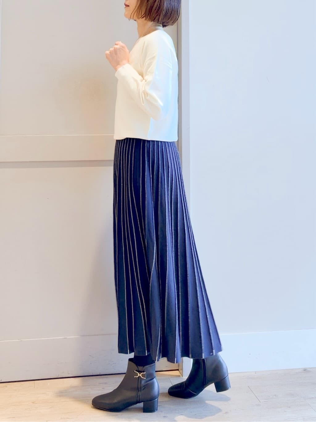 yamakoさんの「grove｜【最終お値下げ！】ガーターボートネックプルオーバー【洗える/毛玉軽減】」を使ったコーディネート