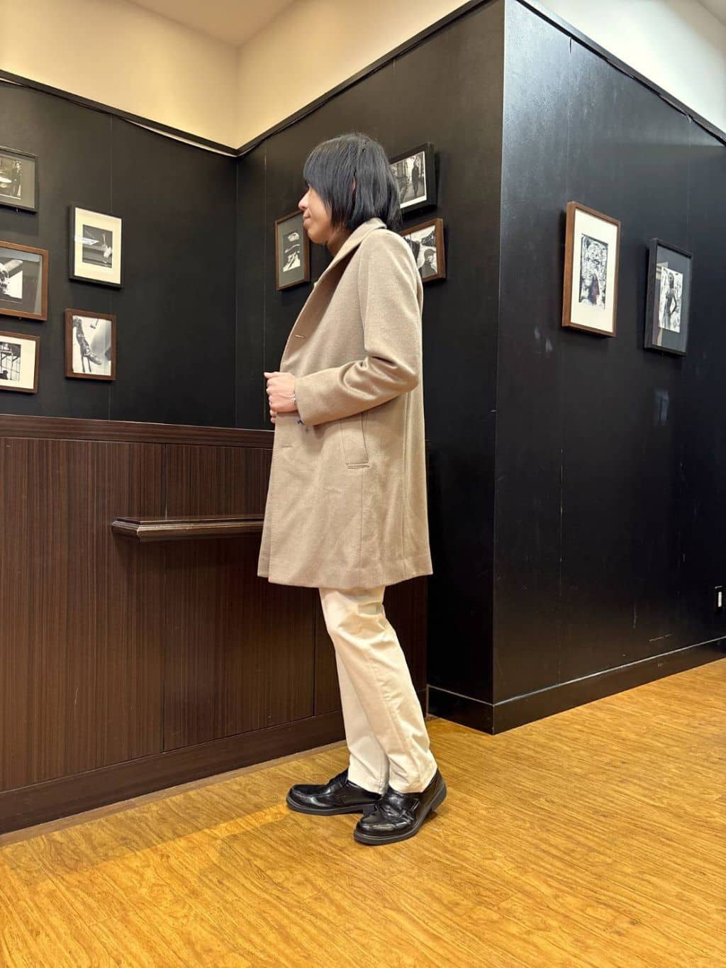 moritaさんの「TAKEO KIKUCHI｜【ウールカシミヤブレンド】ビーバー調 スタンドカラー コート」を使ったコーディネート