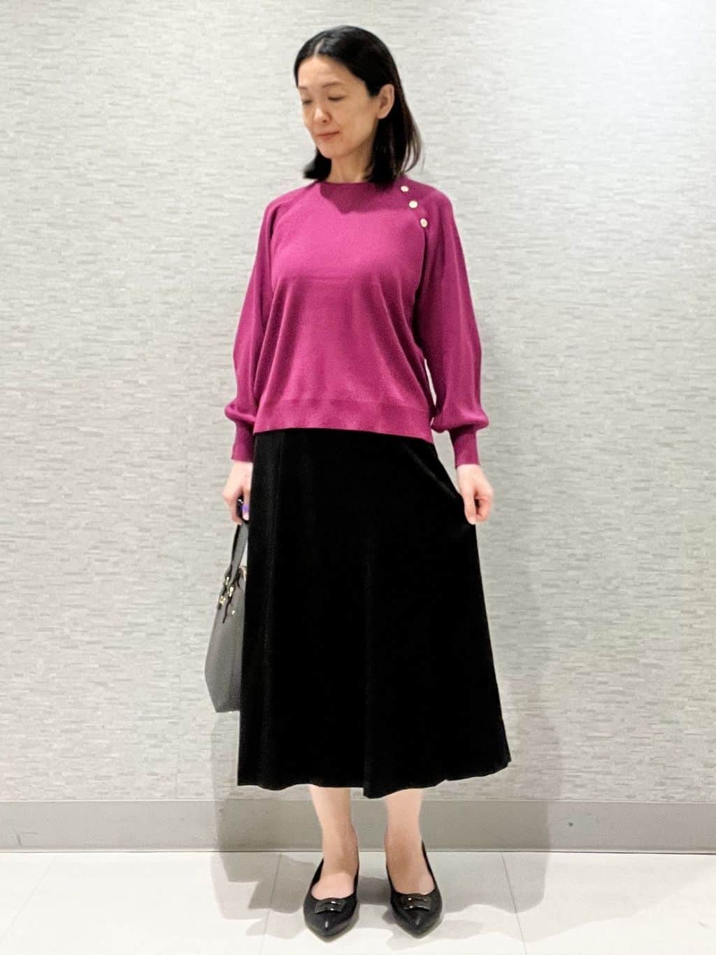 marikoさんの「Reflect｜【SS-4Lサイズ／衿が顔に当たらない◎】スタンドネックミドルコート」を使ったコーディネート