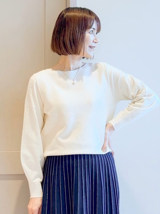 yamakoさんの「grove｜【最終お値下げ！】ガーターボートネックプルオーバー【洗える/毛玉軽減】」を使ったコーディネート