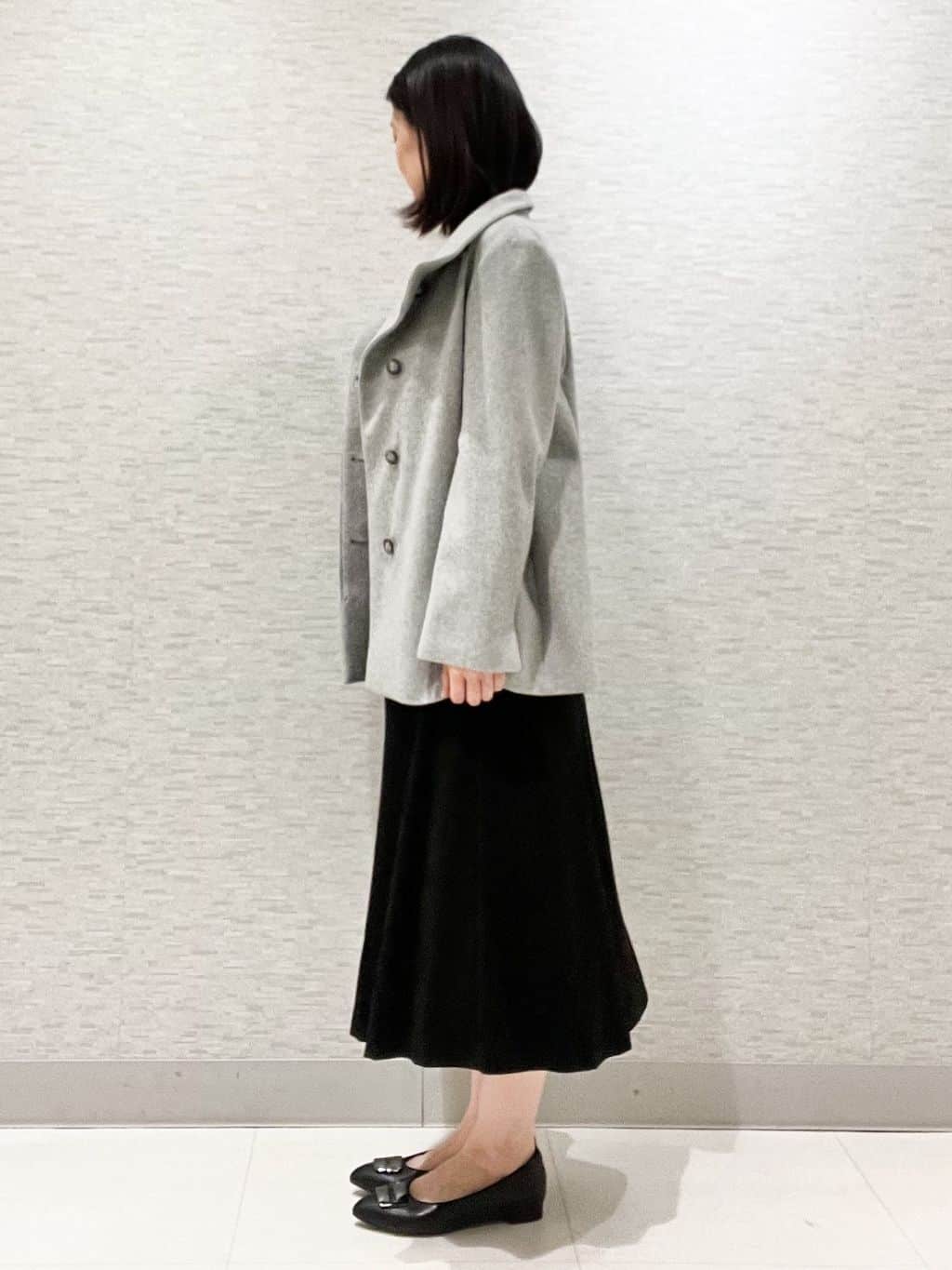 marikoさんの「Reflect｜【SS-4Lサイズ／衿が顔に当たらない◎】スタンドネックミドルコート」を使ったコーディネート
