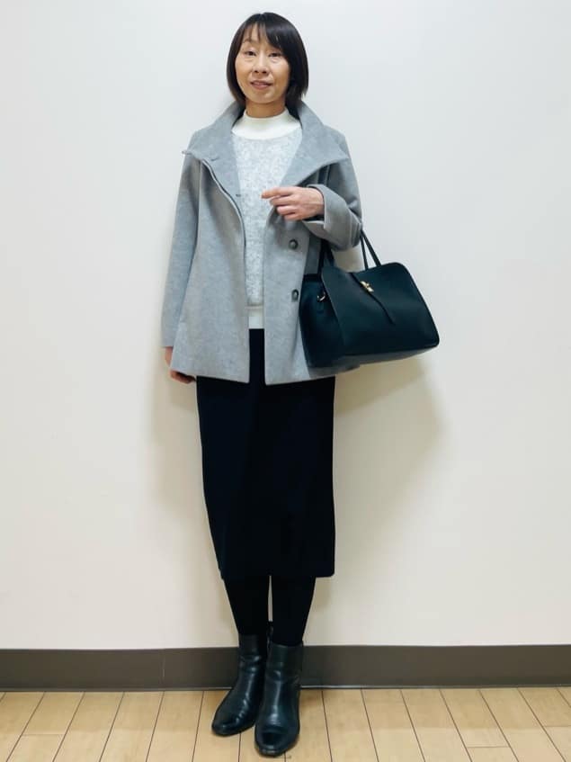 Riiさんの「Reflect｜【SS-4Lサイズ／衿が顔に当たらない◎】スタンドネックミドルコート」を使ったコーディネート