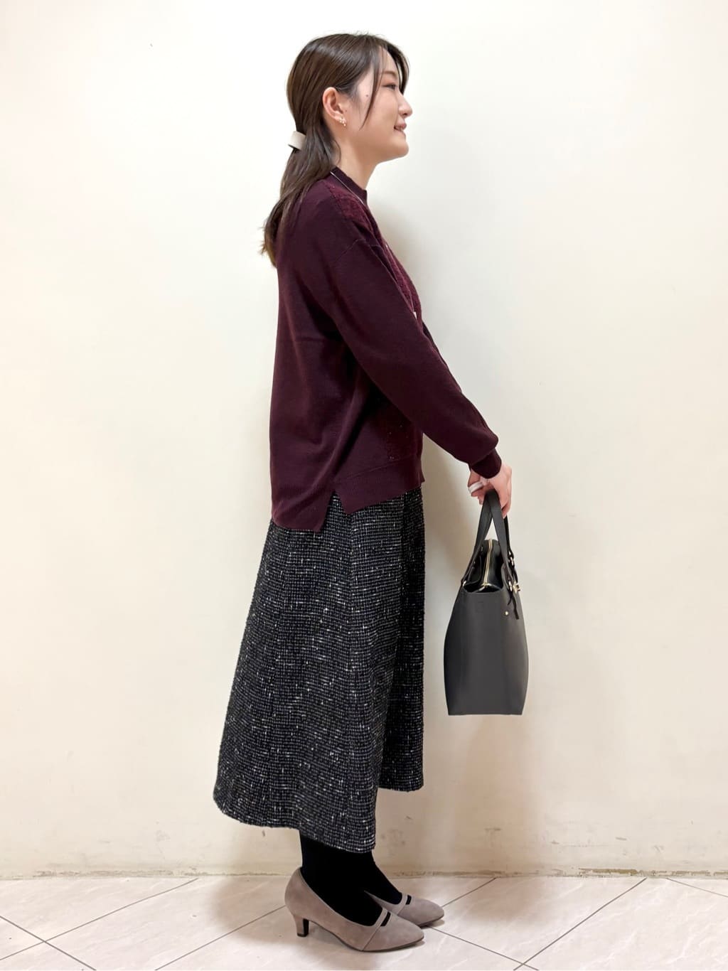 mikiさんの「Reflect｜【広がりすぎない／美シルエット◎】ツイードフレアスカート」を使ったコーディネート