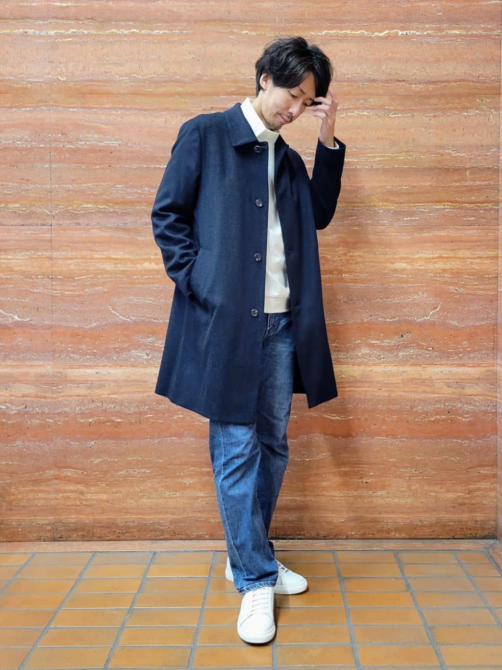 piroyaさんの「TAKEO KIKUCHI｜カシミヤブレンド ビーバー調ステンカラーコート」を使ったコーディネート