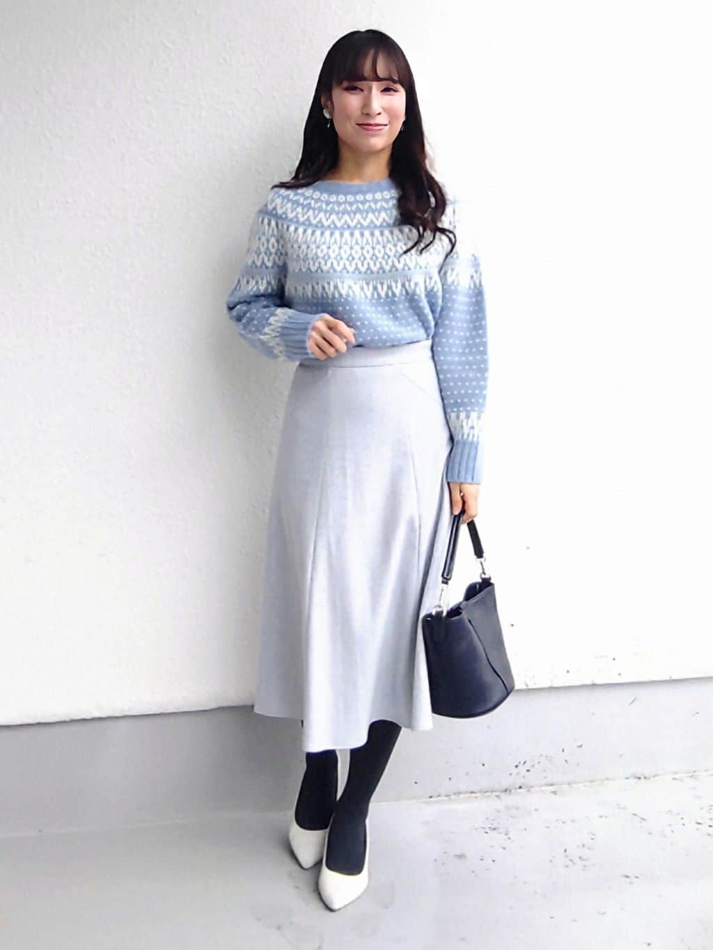 keinaさんの「SunaUna｜【ラメ混】ノルディック風ジャカード柄ニット」を使ったコーディネート