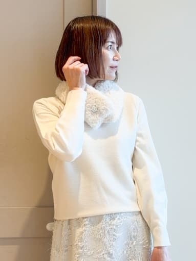 yamakoさんの「grove｜【最終お値下げ！】ガーターボートネックプルオーバー【洗える/毛玉軽減】」を使ったコーディネート