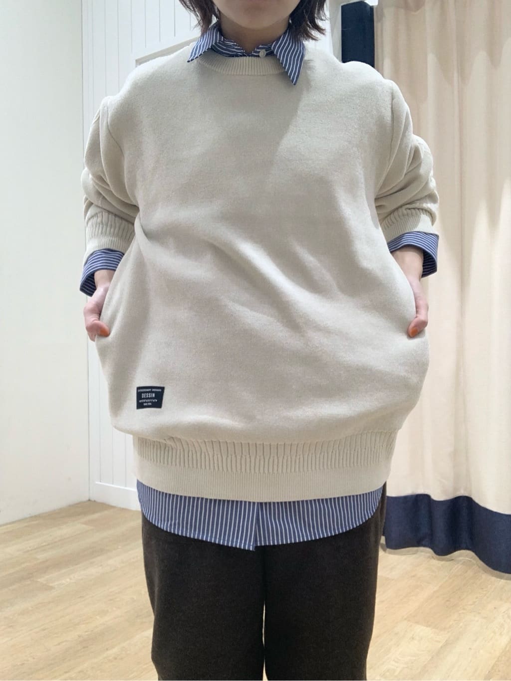 IMARIさんの「Dessin｜【洗える】刺繍ロゴ入りオーバーシャツ」を使ったコーディネート