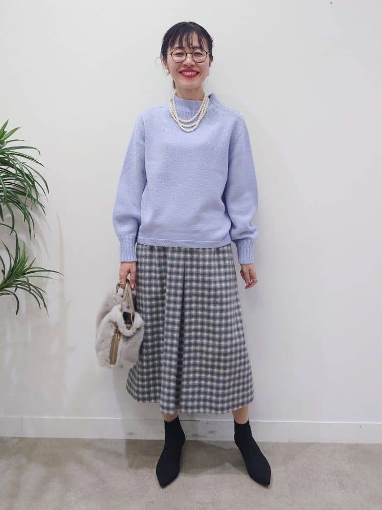 MUTSUKOさんの「UNTITLED｜【洗える】スポンディッシュ ボトルネックニット」を使ったコーディネート