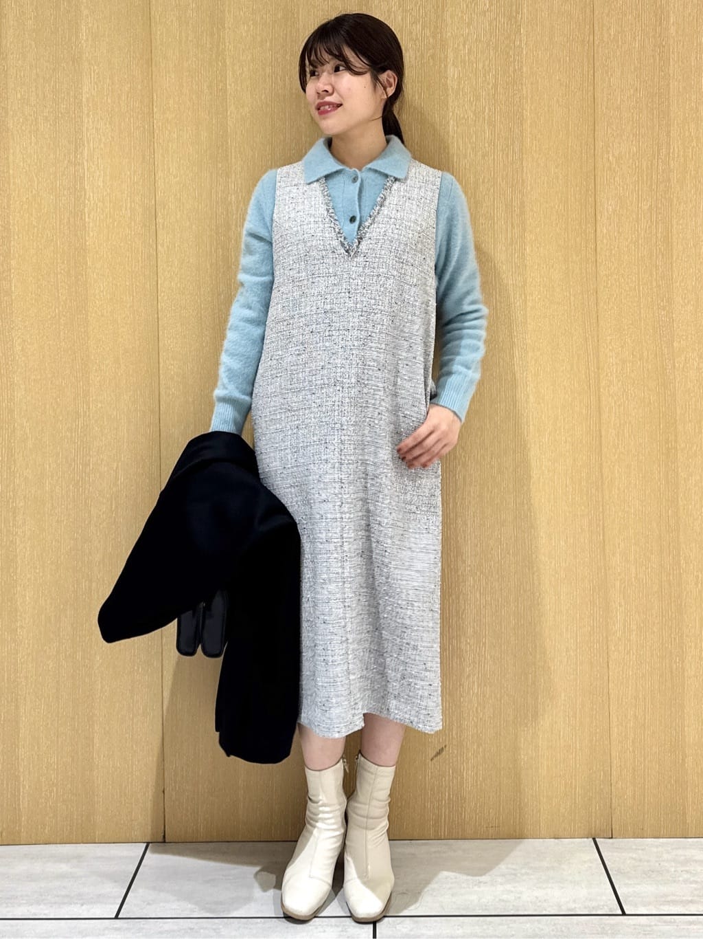nanaさんの「UNTITLED｜【ふわふわニット/オンオフ使える】フォックスカシミヤ衿付きカーディガン」を使ったコーディネート