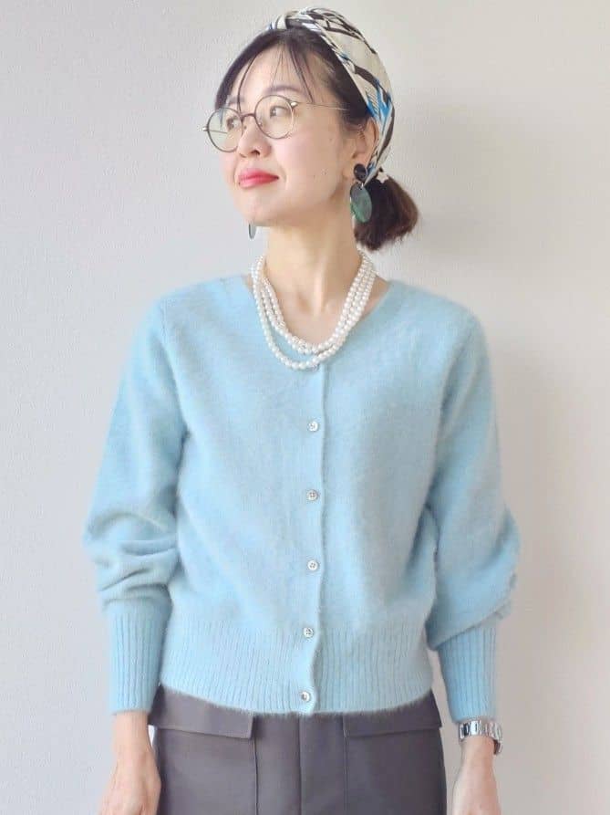 MUTSUKOさんの「UNTITLED｜【ふわふわニット/前後2WAY】フォックスカシミヤカーディガン」を使ったコーディネート
