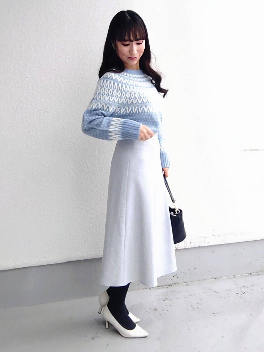 keinaさんの「SunaUna｜【ラメ混】ノルディック風ジャカード柄ニット」を使ったコーディネート
