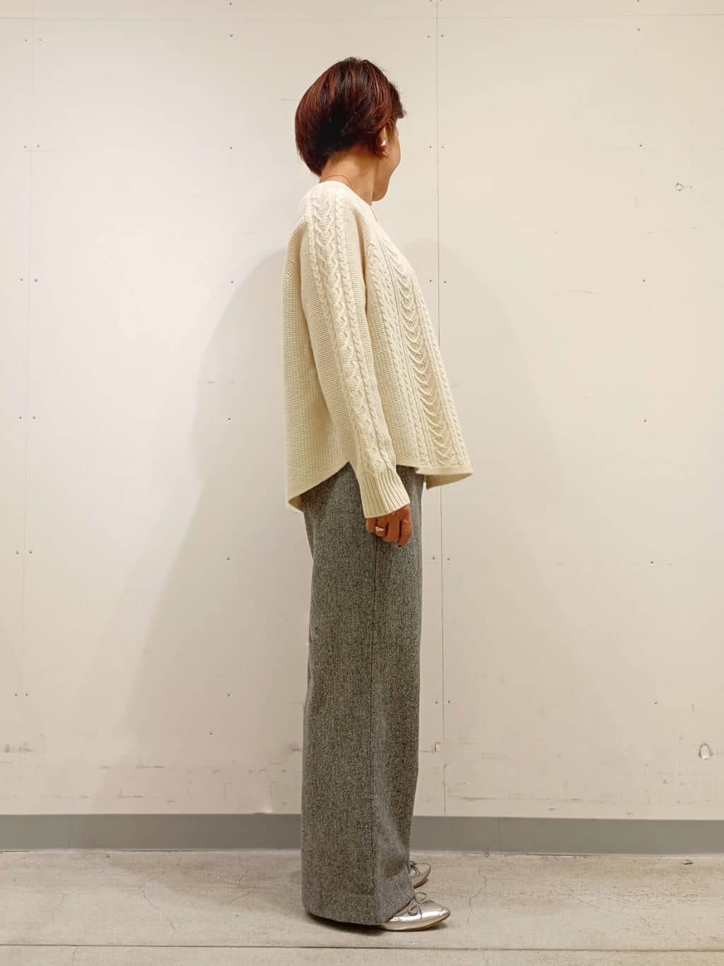 Kさんの「INDIVI｜【洗える】ケーブルデザイン ラウンドヘムニット」を使ったコーディネート