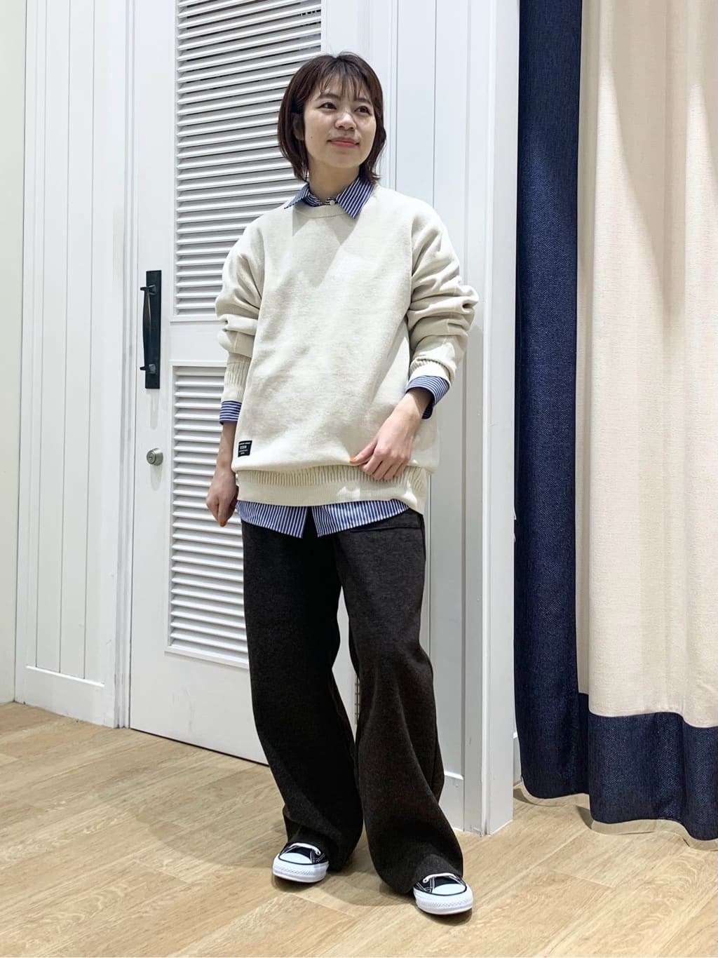 IMARIさんの「Dessin｜【洗える】刺繍ロゴ入りオーバーシャツ」を使ったコーディネート
