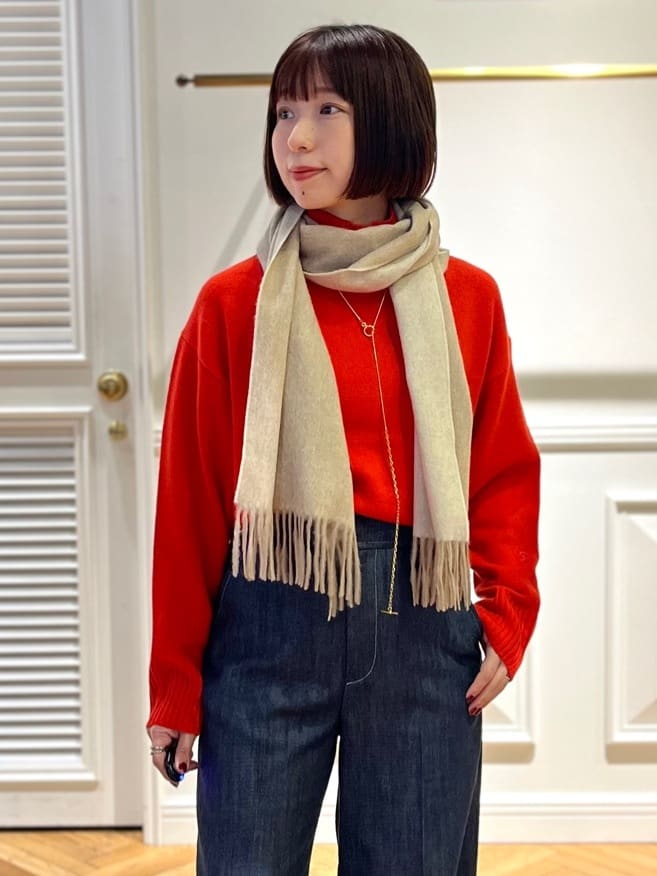 つじ まこさんの「DRESSTERIOR｜リバーシブルカシミヤマフラー」を使ったコーディネート