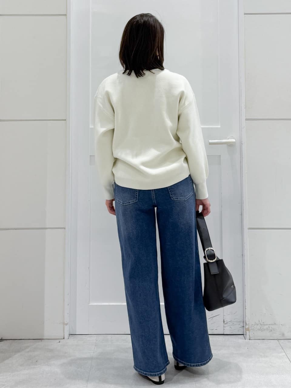 yuka.aさんの「OPAQUE.CLIP｜サイド編地切替ニットトップス／セットアップ対応【洗濯機OK】」を使ったコーディネート