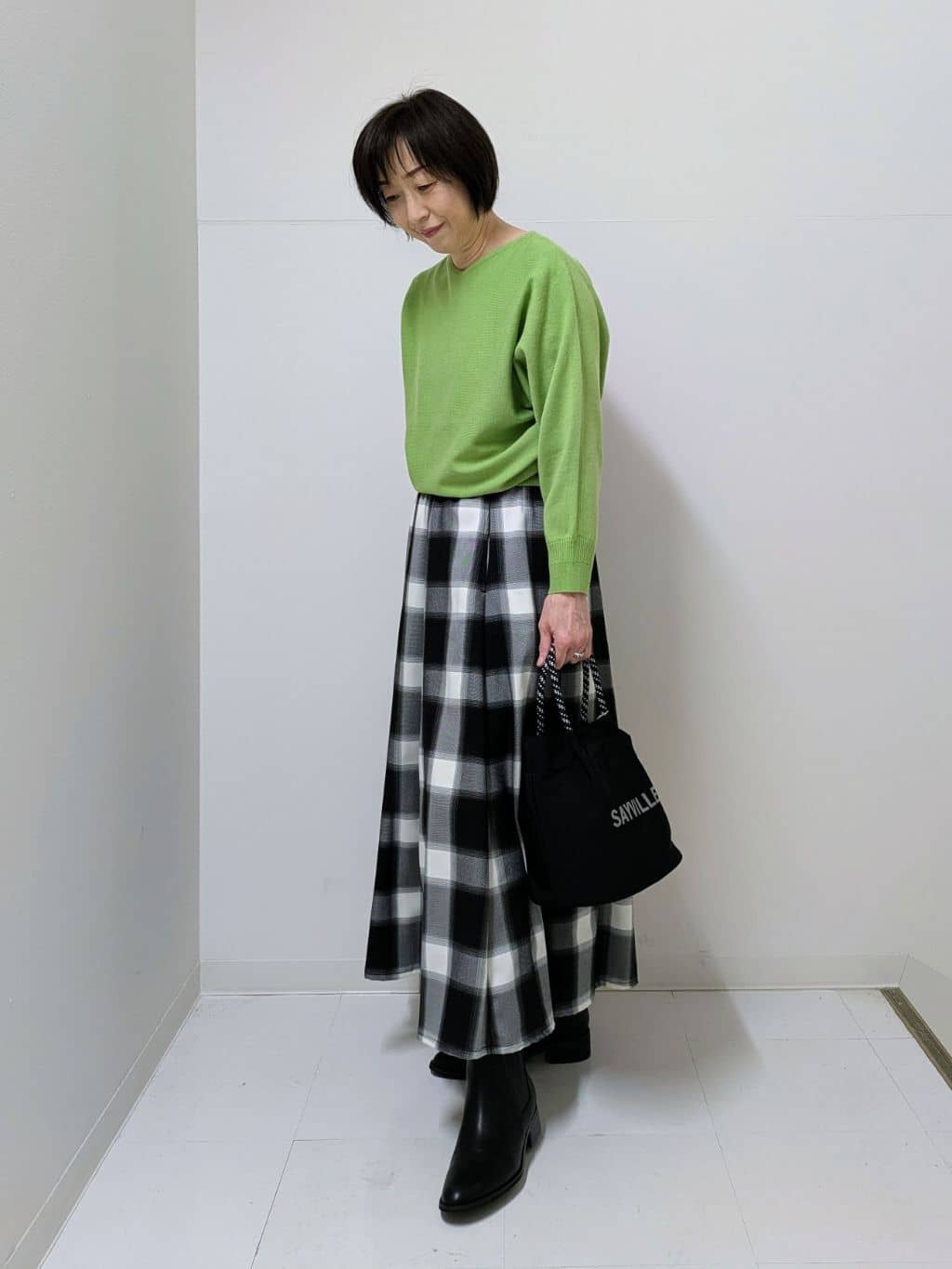 Asaさんの「Dessin｜【洗える】ウールブレンド後ろボタンニット」を使ったコーディネート
