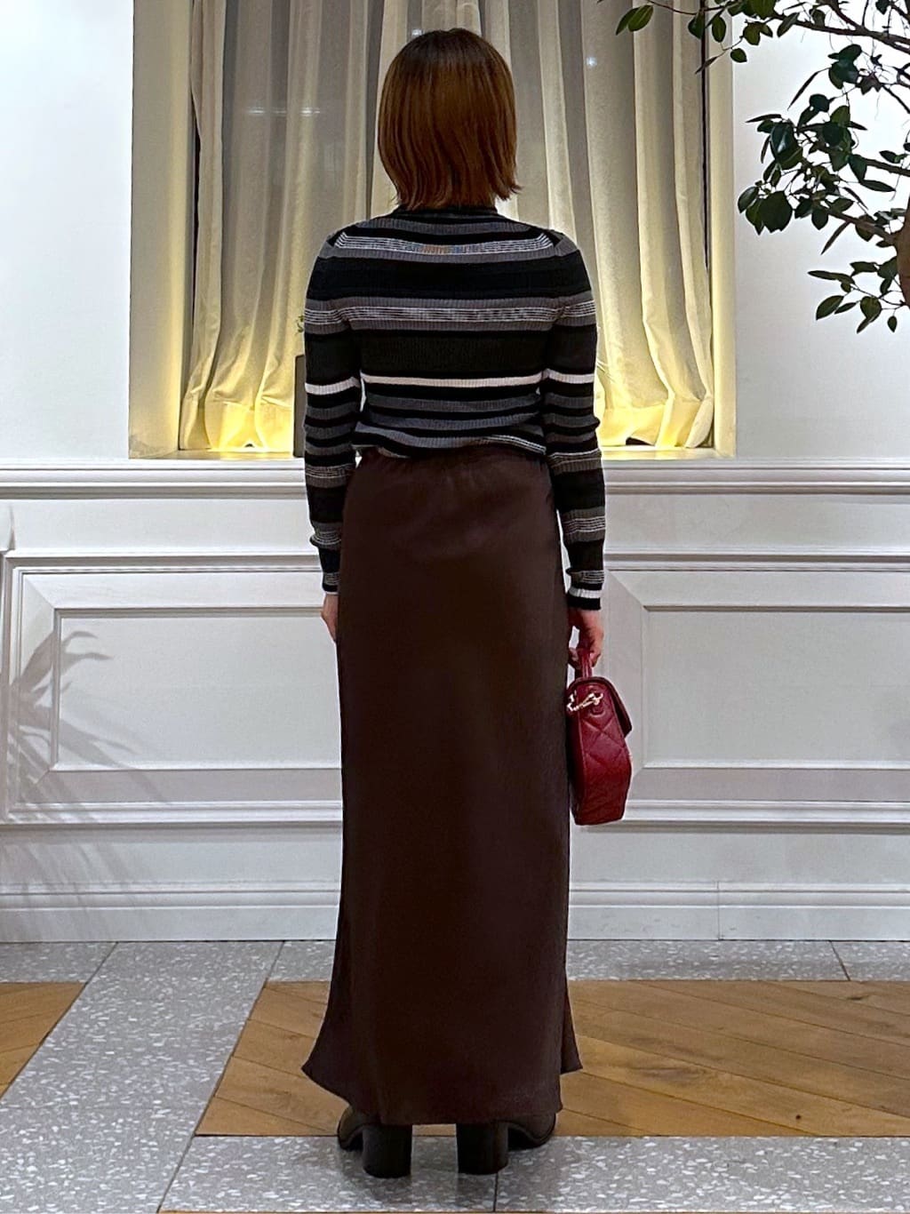 なべこさんの「DRESSTERIOR｜シルクブレンドメリノウールリブプルオーバー」を使ったコーディネート