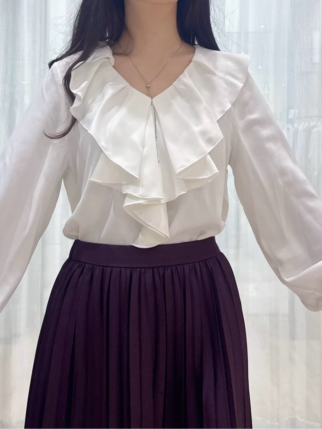 ぞうげさんの「OPAQUE.CLIP｜ミニビーンズスライドネックレス」を使ったコーディネート