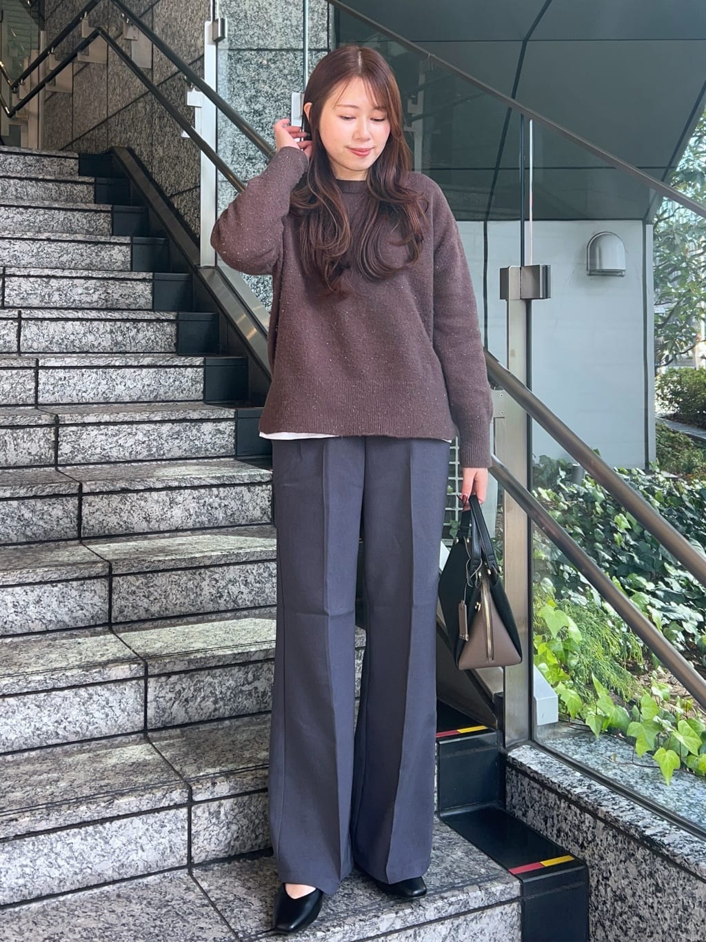 Risaさんの「OPAQUE.CLIP｜イージーフレアパンツ【洗濯機OK】」を使ったコーディネート