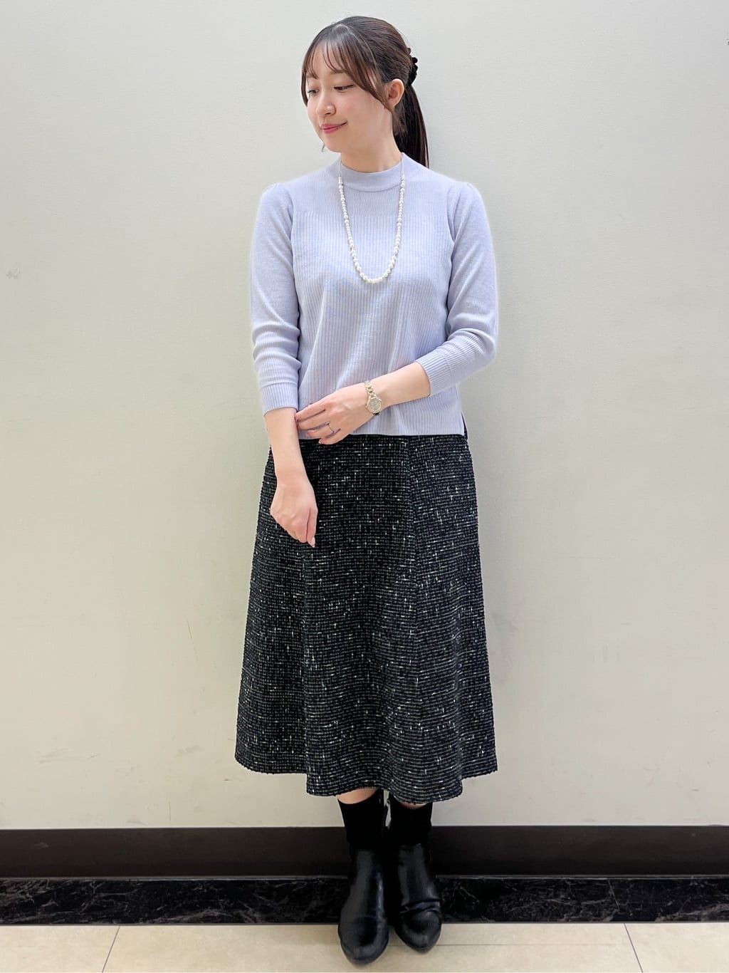 mikikoさんの「Reflect｜【選べる5色／アンサンブル可】プチハイネックリブニット」を使ったコーディネート