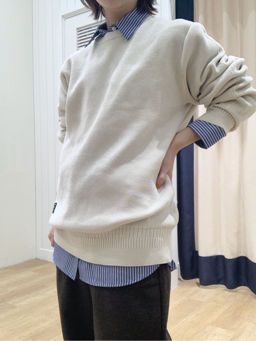 IMARIさんの「Dessin｜【洗える】刺繍ロゴ入りオーバーシャツ」を使ったコーディネート