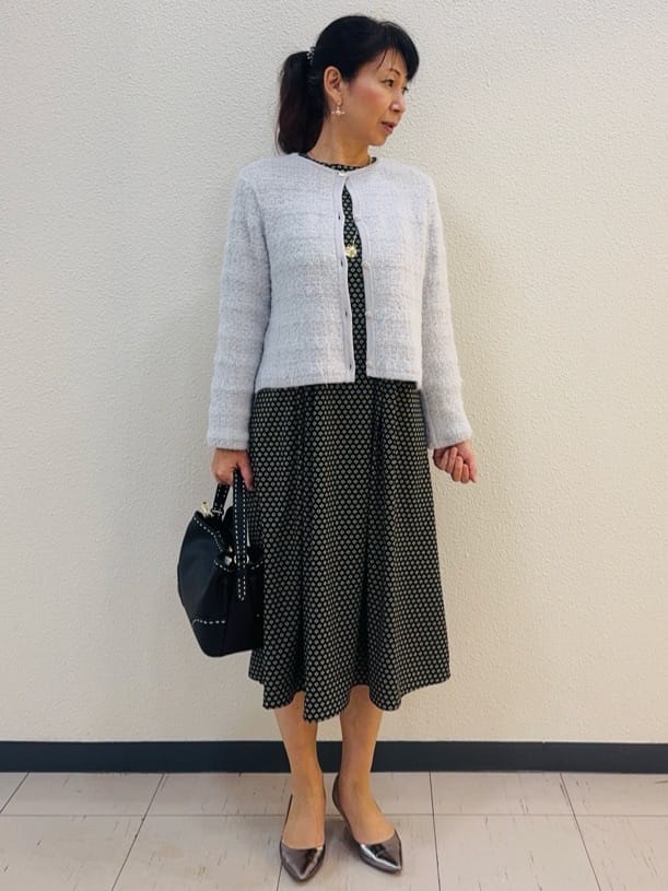 ⭐︎Eimi⭐︎さんの「Reflect｜【お食事会やお出かけに◎】ふんわりジャカード編みカーディガン」を使ったコーディネート