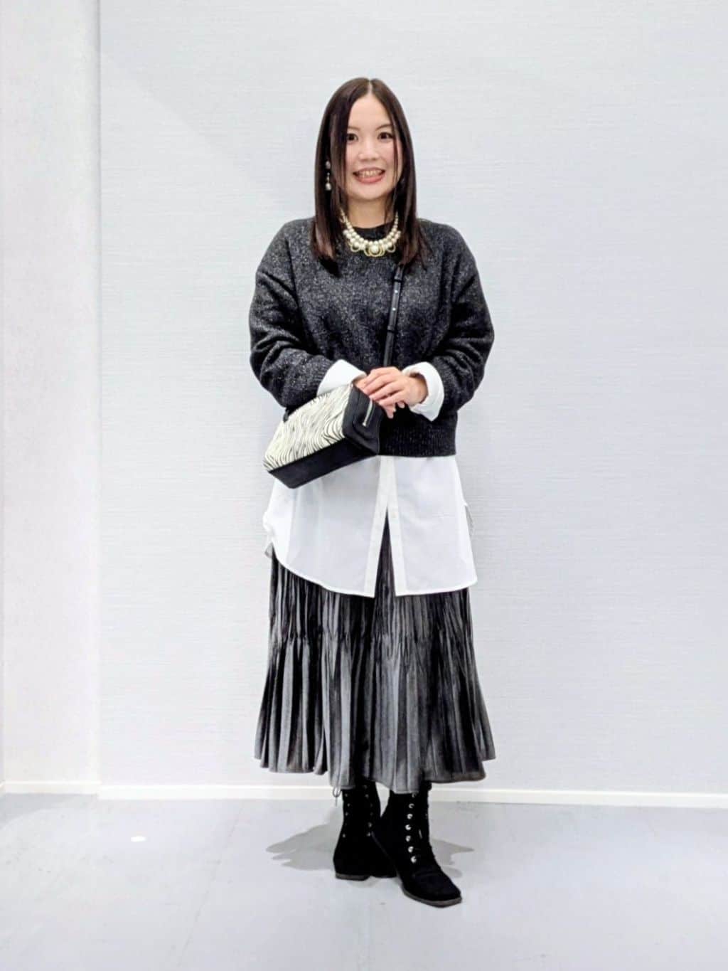 makkyさんの「UNTITLED｜【セットアップ可/ゆったり】ウール混ラメニット」を使ったコーディネート
