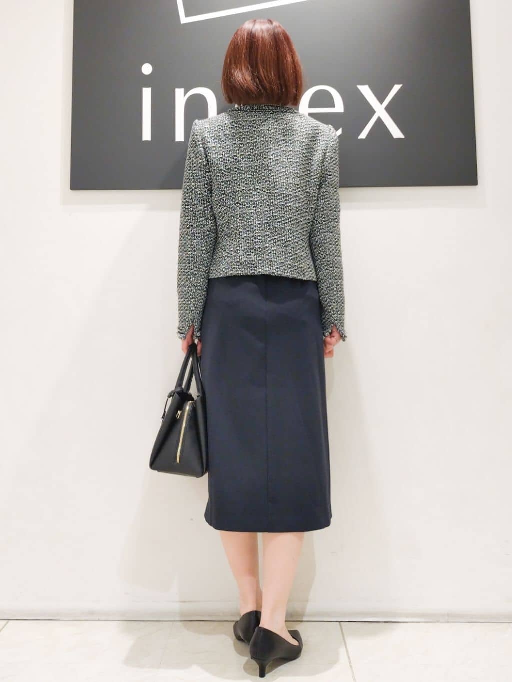 n.さんの「index｜《通勤／セットアップ対応》ノーカラーツイードジャケット【洗濯機OK】」を使ったコーディネート
