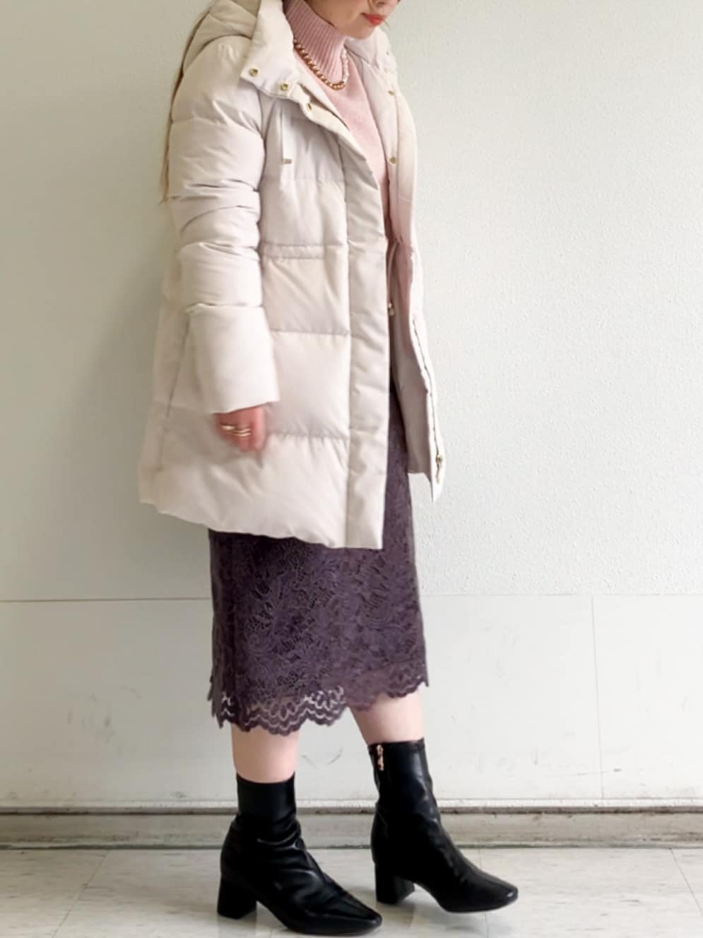MIPPOさんの「index｜KAWADAダウンドロストミドルコート【撥水／洗濯機OK／2WAY／静電気防止裏地】《XS～3L》」を使ったコーディネート