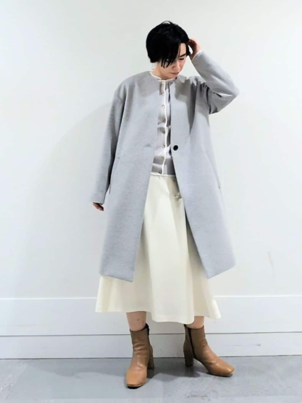 ミズタさんの「UNTITLED｜【アンサンブル可/洗える】ウォームスパン カーディガン」を使ったコーディネート