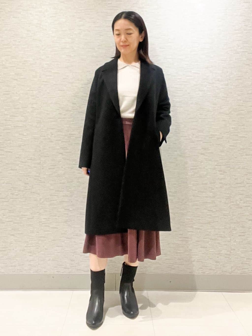 marikoさんの「Reflect｜【SS-4Lサイズ／選べる6色】テーラードカラーロングウール混コート」を使ったコーディネート