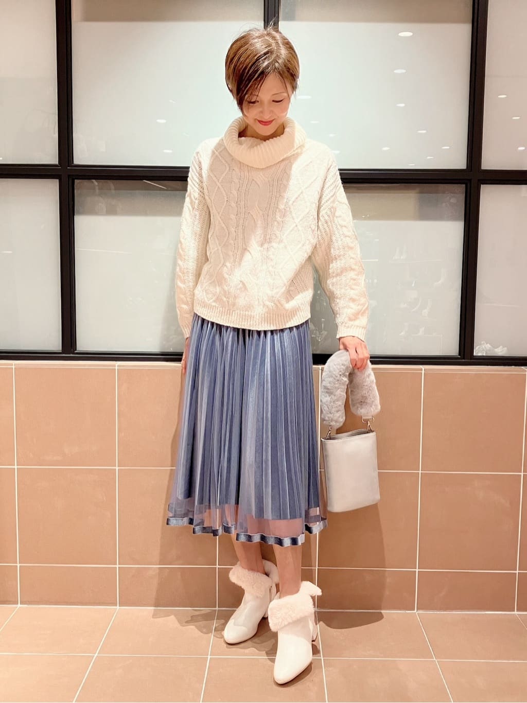 Ｋさんの「ESPERANZA｜折り返しフェイクファー2WAYショートブーツ」を使ったコーディネート