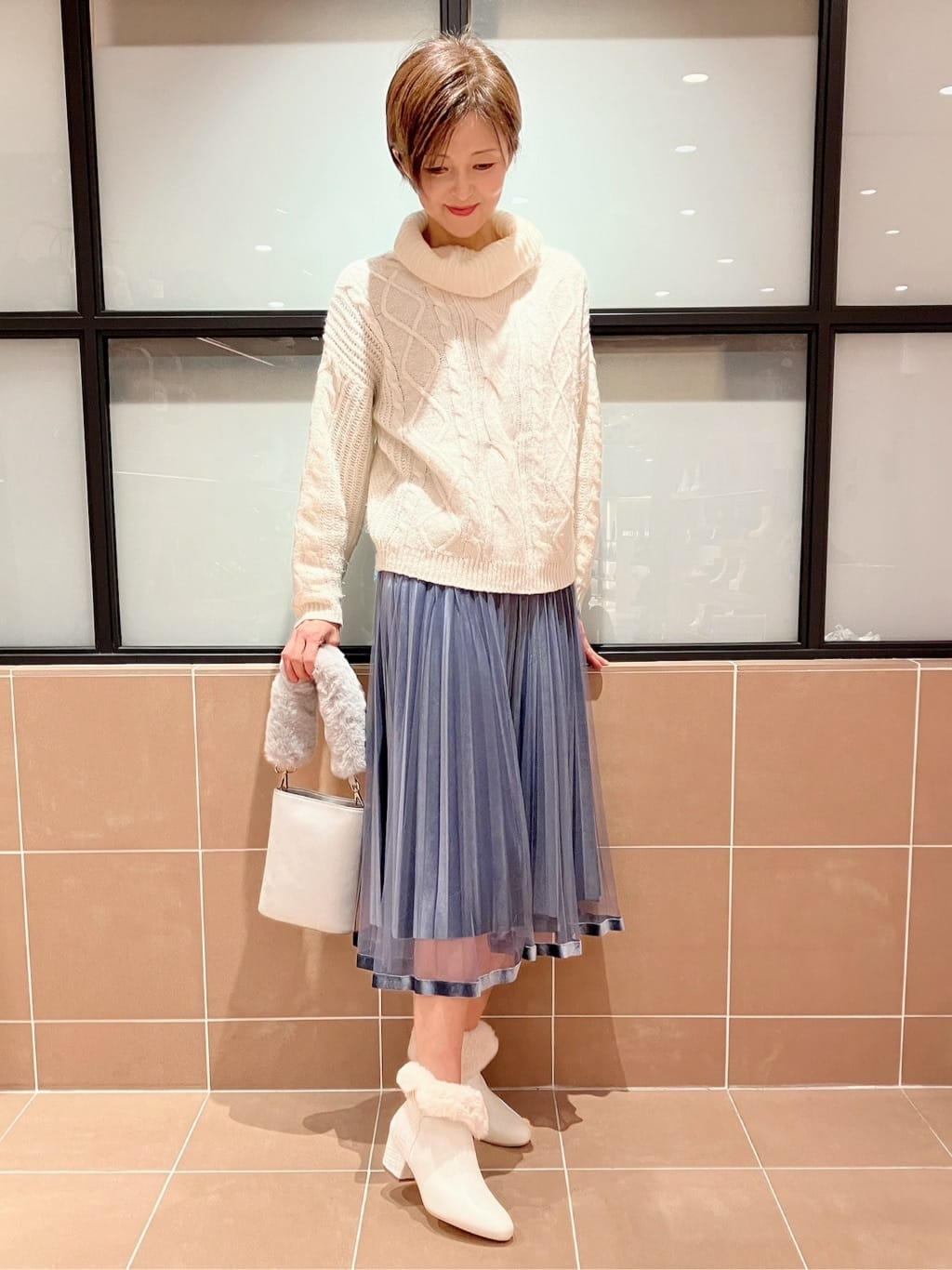 Ｋさんの「ESPERANZA｜折り返しフェイクファー2WAYショートブーツ」を使ったコーディネート
