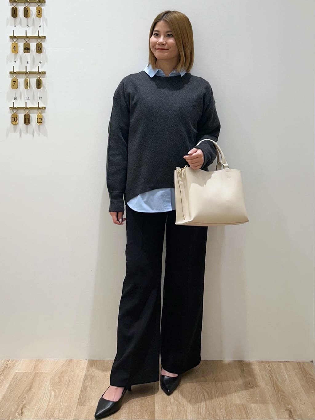 suzukaさんの「OPAQUE.CLIP｜サイド編地切替ニットトップス／セットアップ対応【洗濯機OK】」を使ったコーディネート