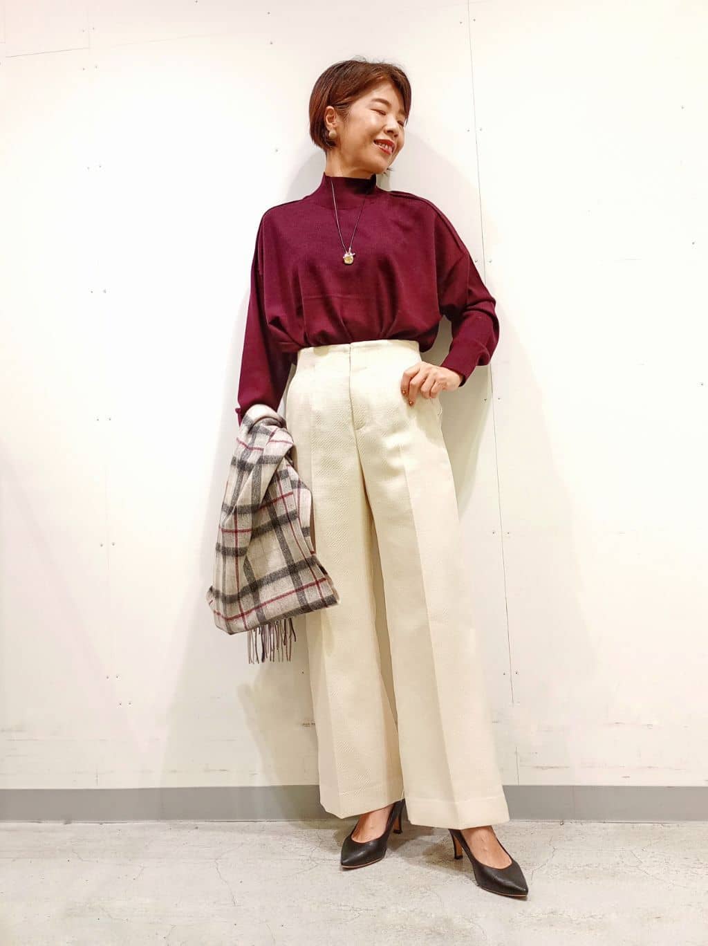 Kさんの「INDIVI｜【洗える／毛玉になりにくい】エクストラファインウール ハイネックニット」を使ったコーディネート