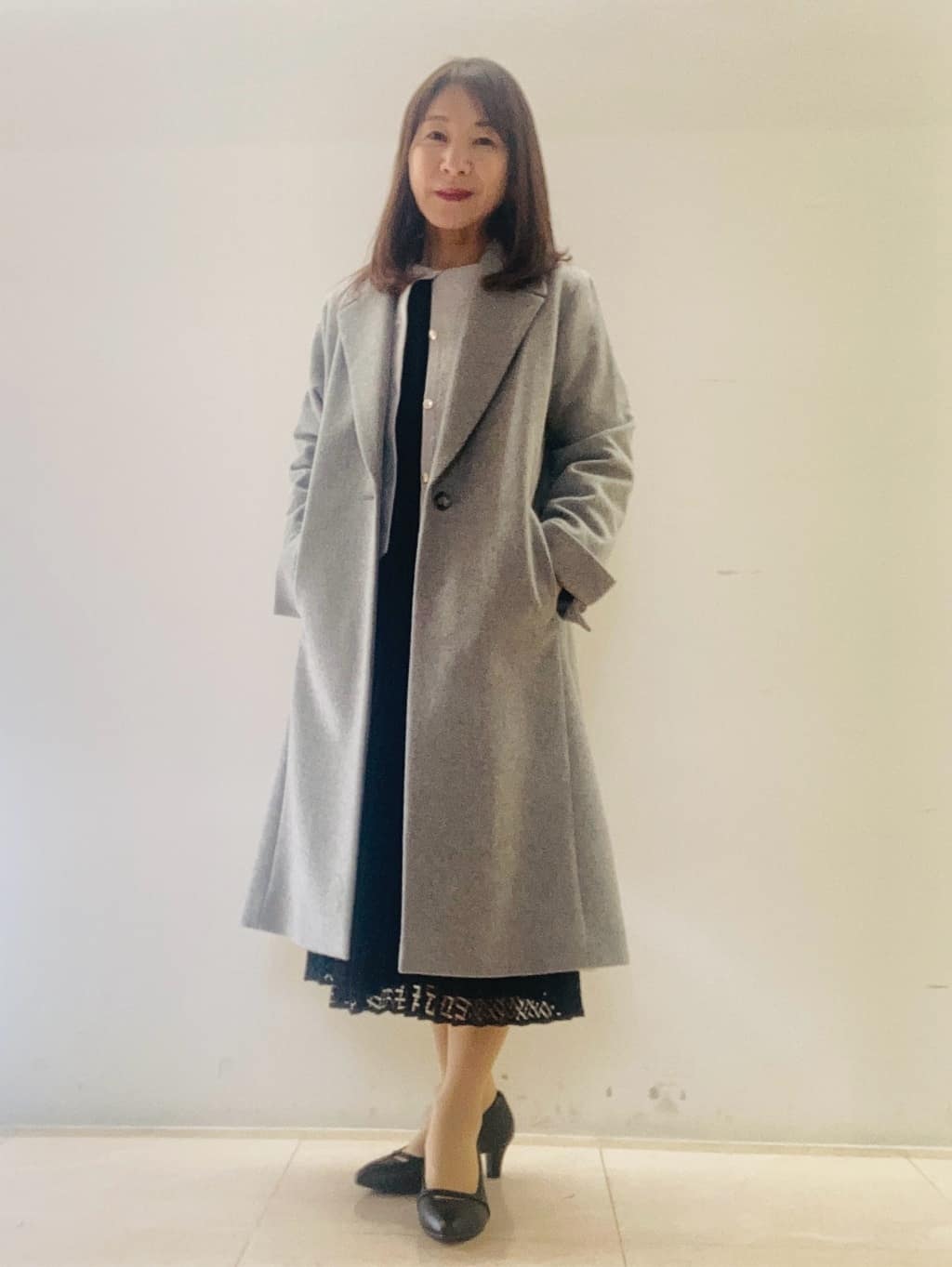 kurodaさんの「Reflect｜【SS-4Lサイズ】シフォン&times;幾何柄レースプリーツワンピース」を使ったコーディネート