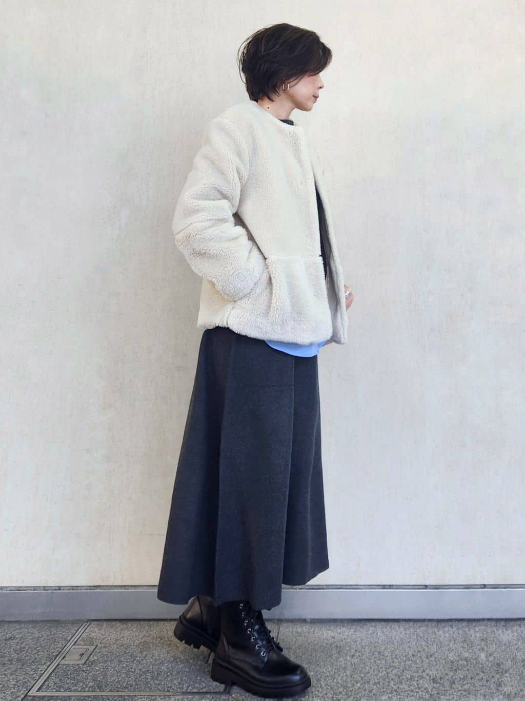milkyさんの「OPAQUE.CLIP｜サイド編地切替ニットトップス／セットアップ対応【洗濯機OK】」を使ったコーディネート