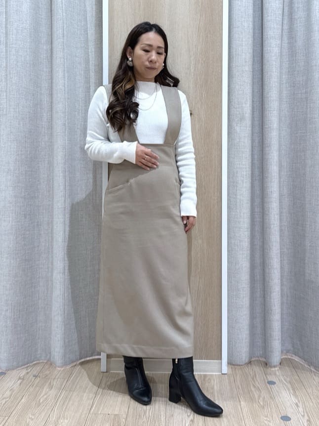sachiさんの「grove｜【ウエストゴム】美シルエットなハイウエストサス付きスカート」を使ったコーディネート