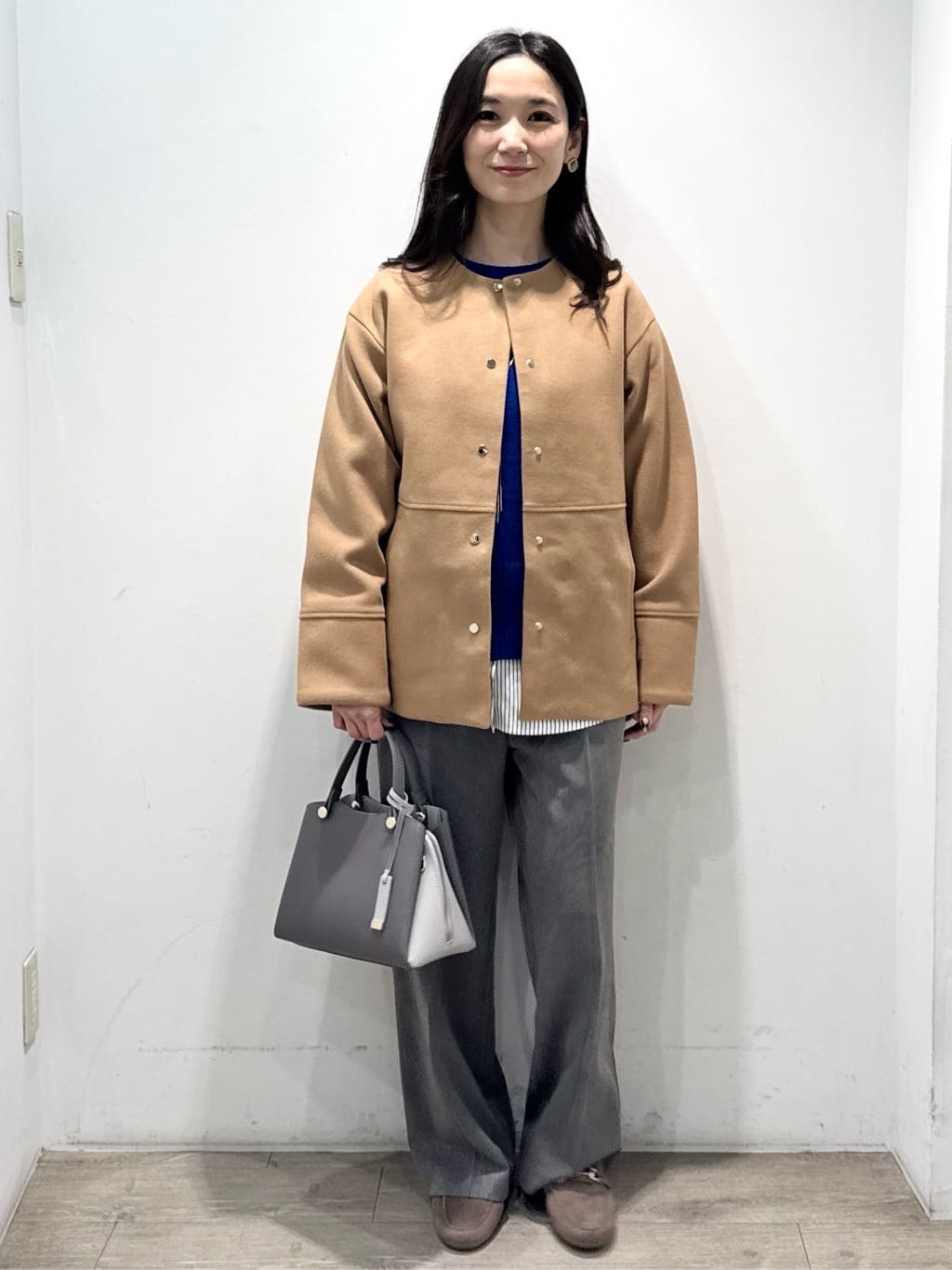 yuicciさんの「OPAQUE.CLIP｜ウールライクメルトンノーカラーコート【洗濯機洗い可】」を使ったコーディネート