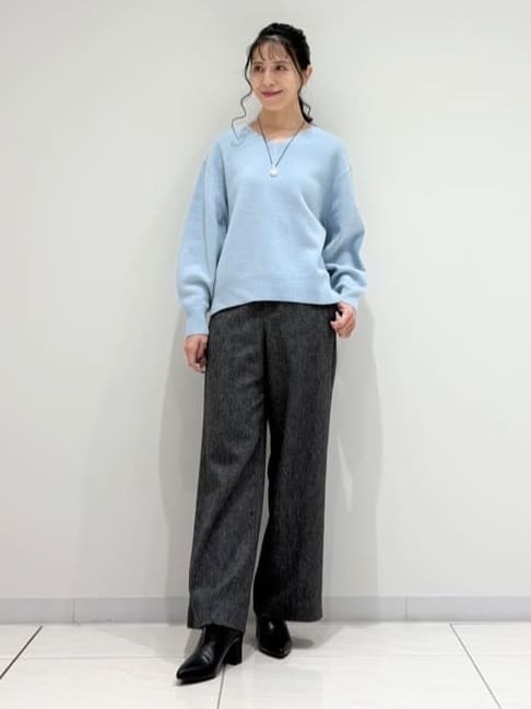 kayoさんの「INDIVI｜【褒められパンツ／ウール混】ウォームウール ワイドパンツ」を使ったコーディネート