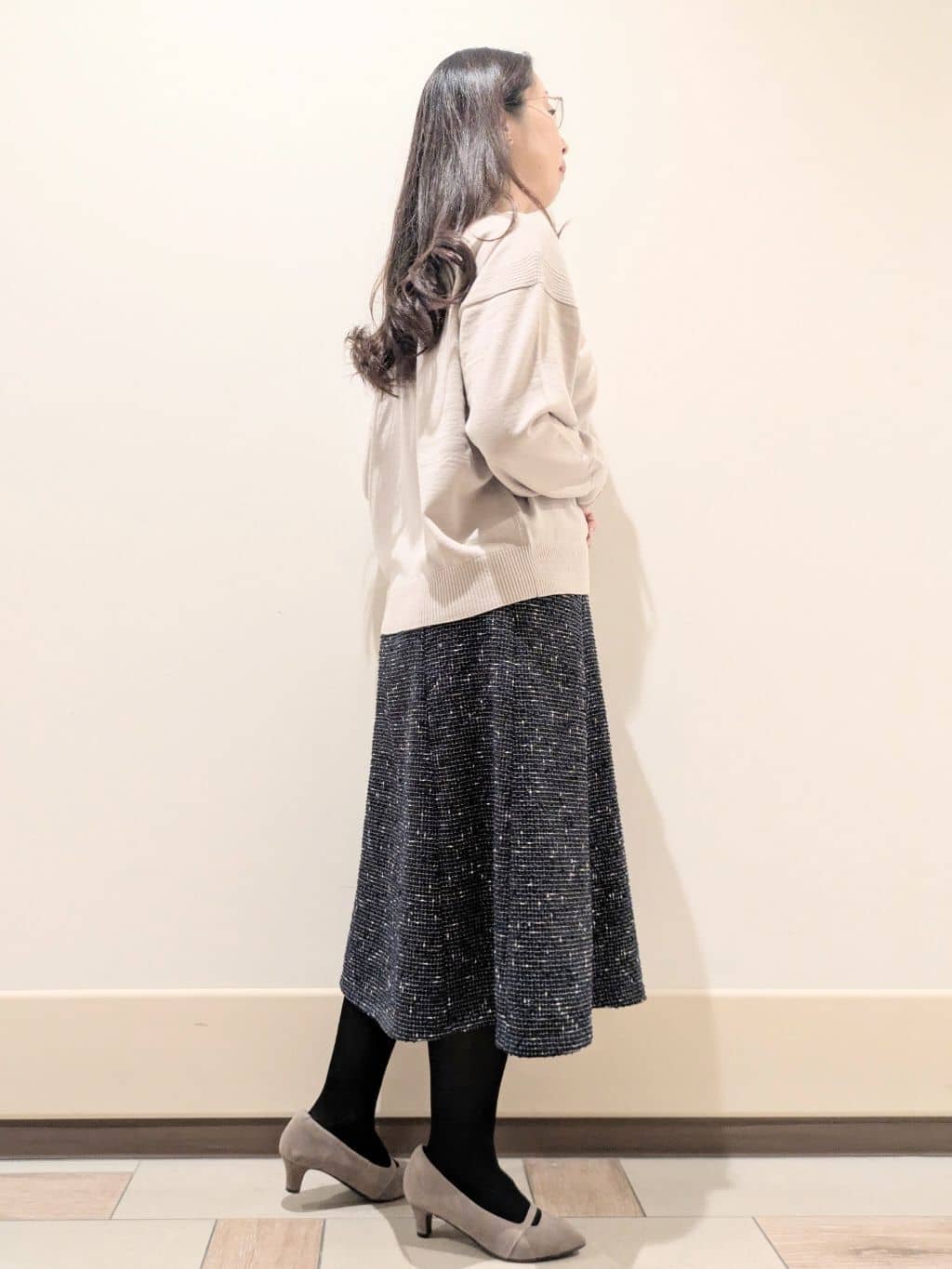 imamiさんの「Reflect｜【広がりすぎない／美シルエット◎】ツイードフレアスカート」を使ったコーディネート