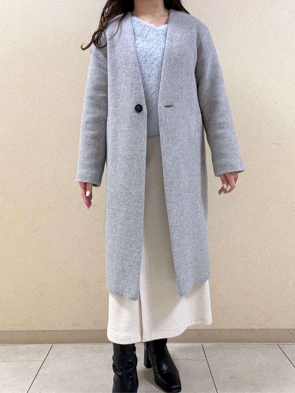 kahoさんの「INDIVI｜【軽量／ウール混】ライトフォルム ロングコート」を使ったコーディネート