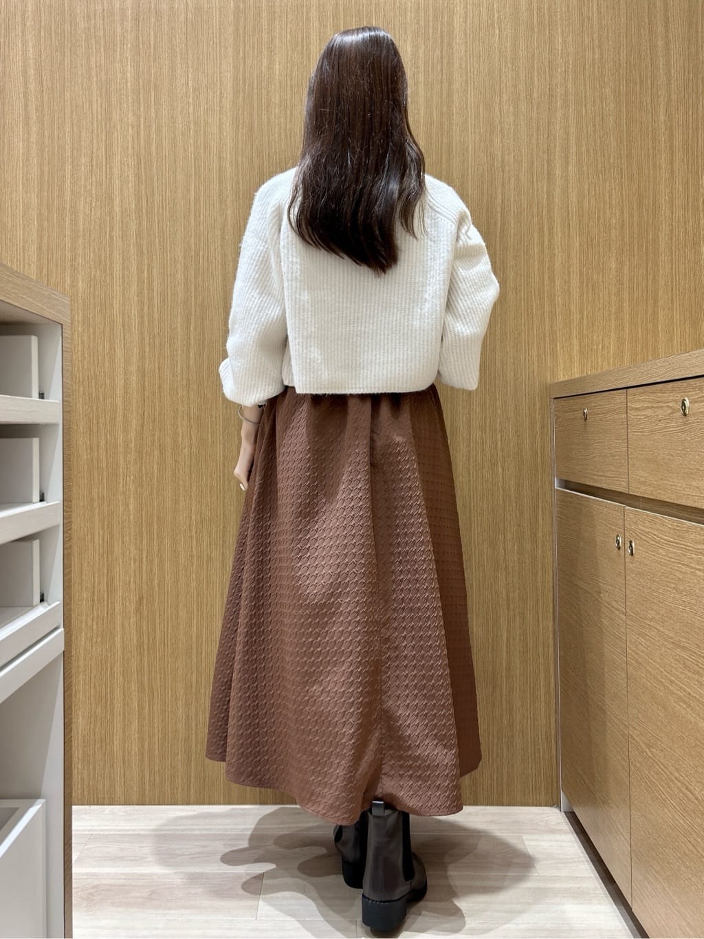 maiさんの「OPAQUE.CLIP｜MIXミドルゲージショートあぜニット【洗濯機OK】」を使ったコーディネート