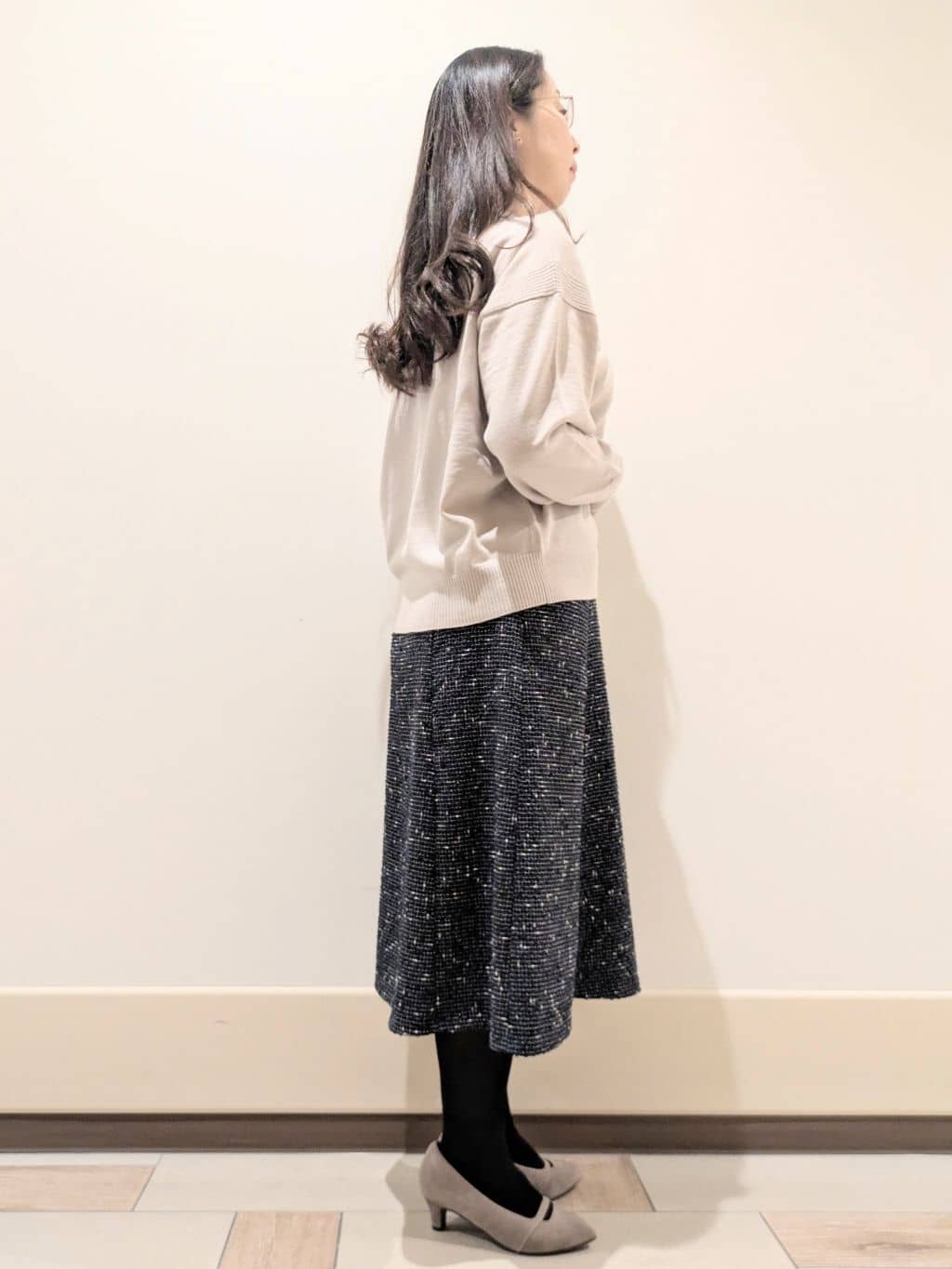 imamiさんの「Reflect｜【広がりすぎない／美シルエット◎】ツイードフレアスカート」を使ったコーディネート